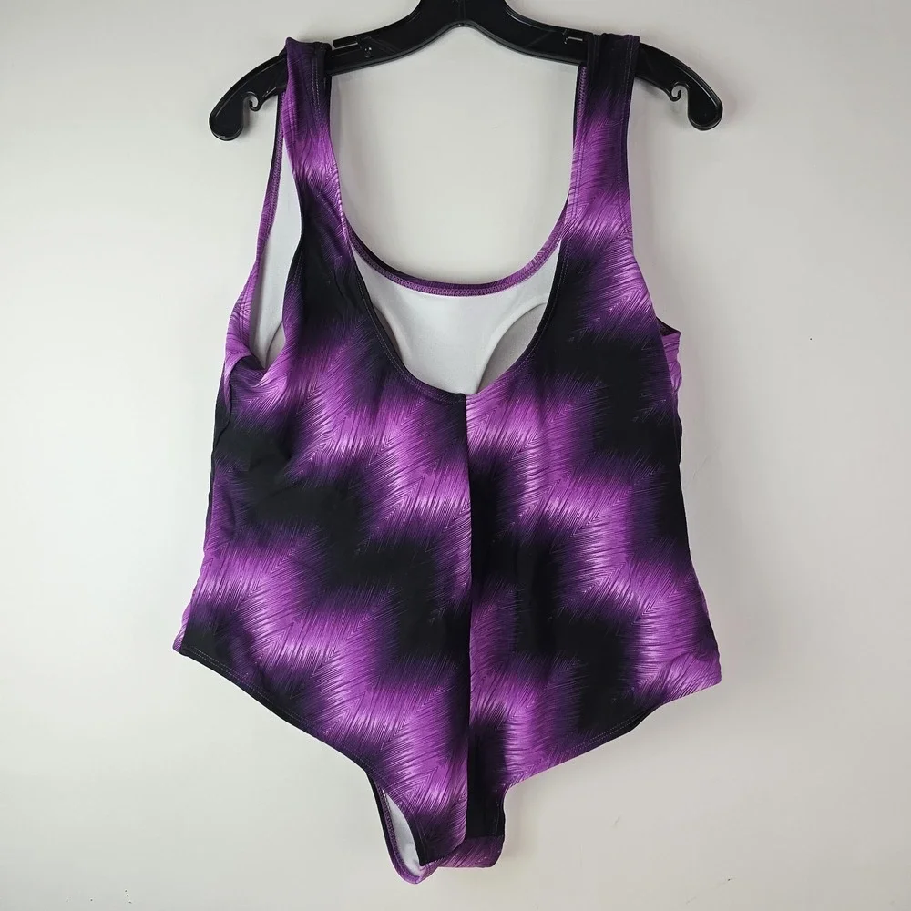 Catalina Womens 1X Swimsuit Purple Nylon‎ One Piece Full Coverage Swimwear